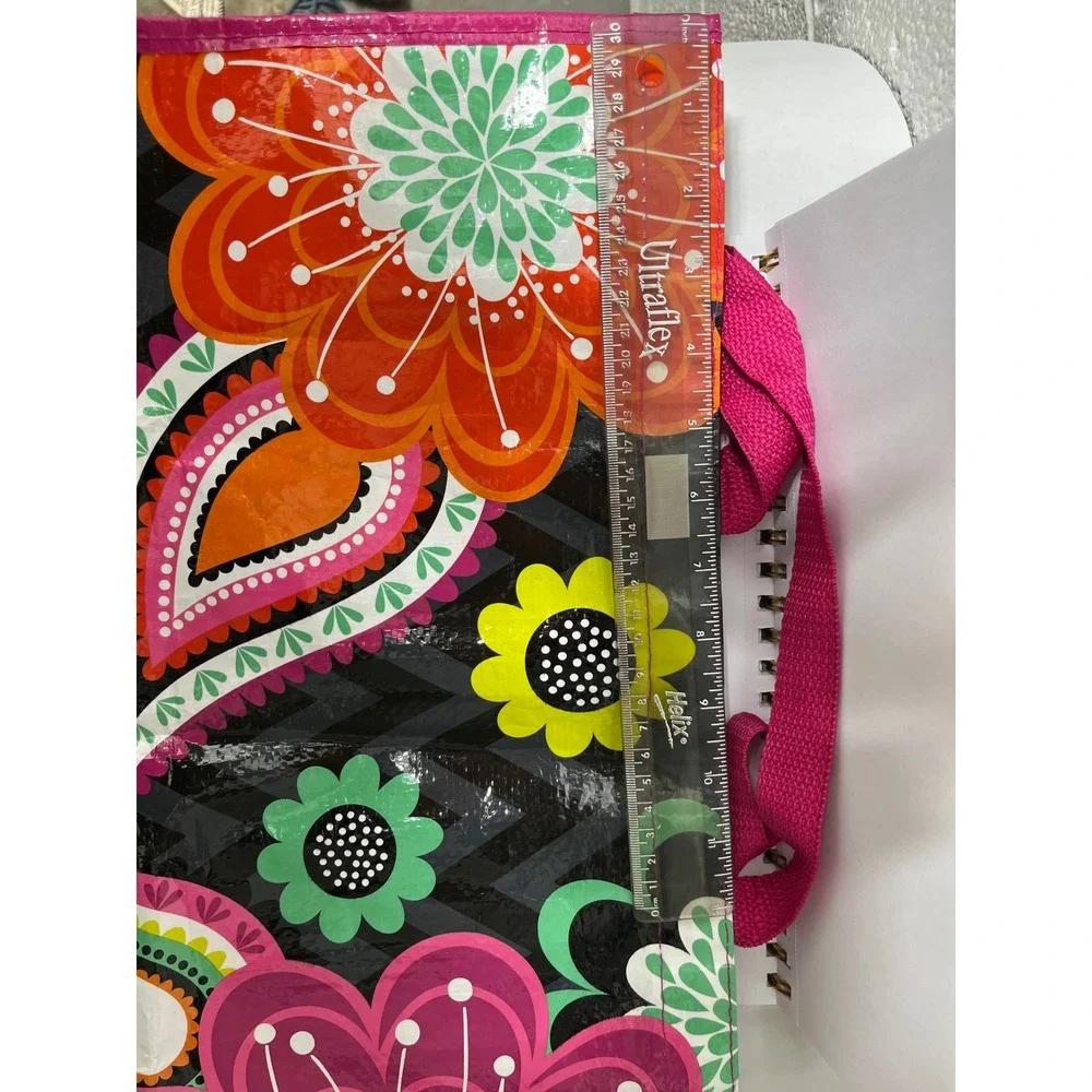 Vera Bradley Reusable Tote Bag Floral‎ Paisley Chevron Black Pink Recycled